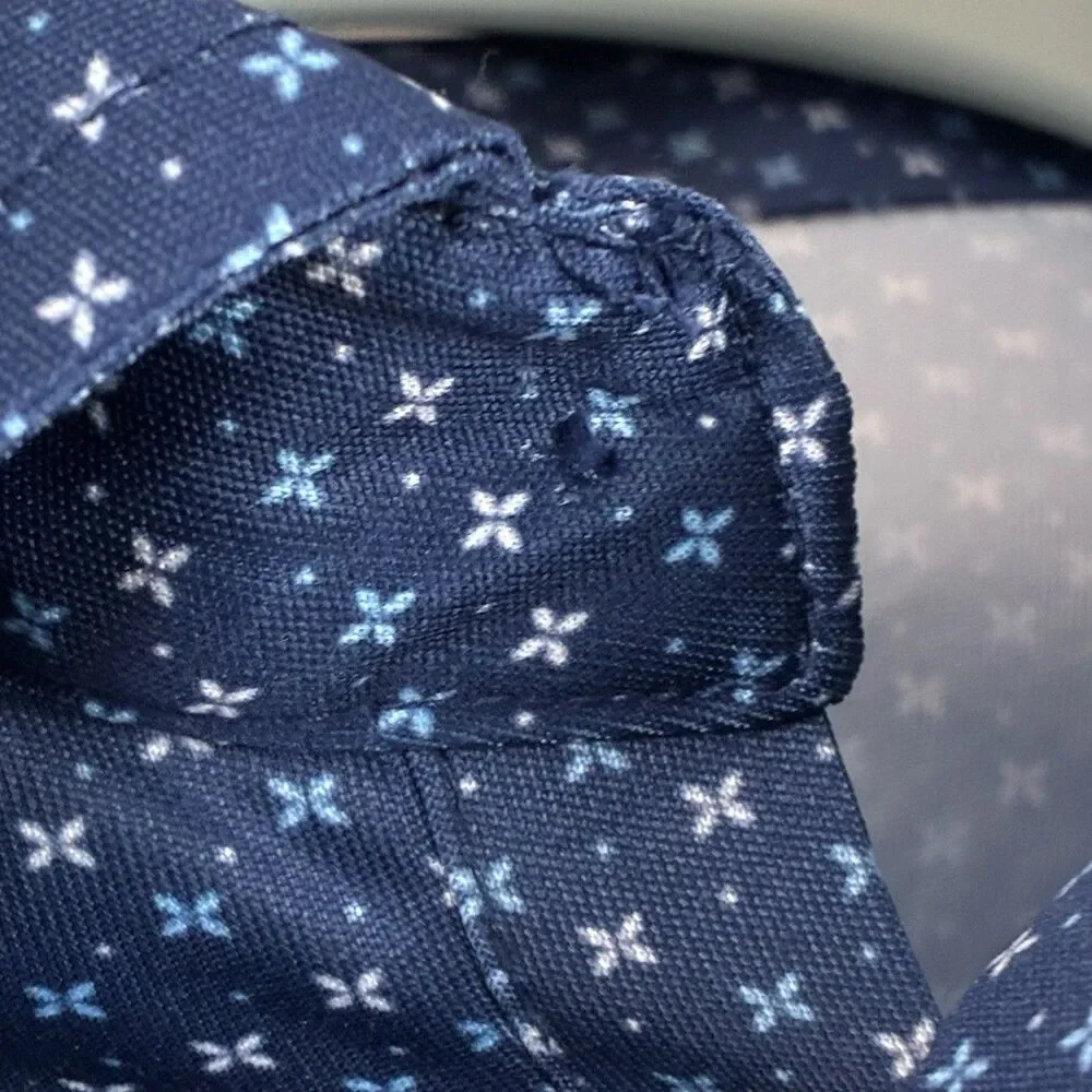 Collars & Co Polo Shirt Mens XL Blue Los Cabos Star Dress Collar Preppy FLAW - Picture 5 of 9